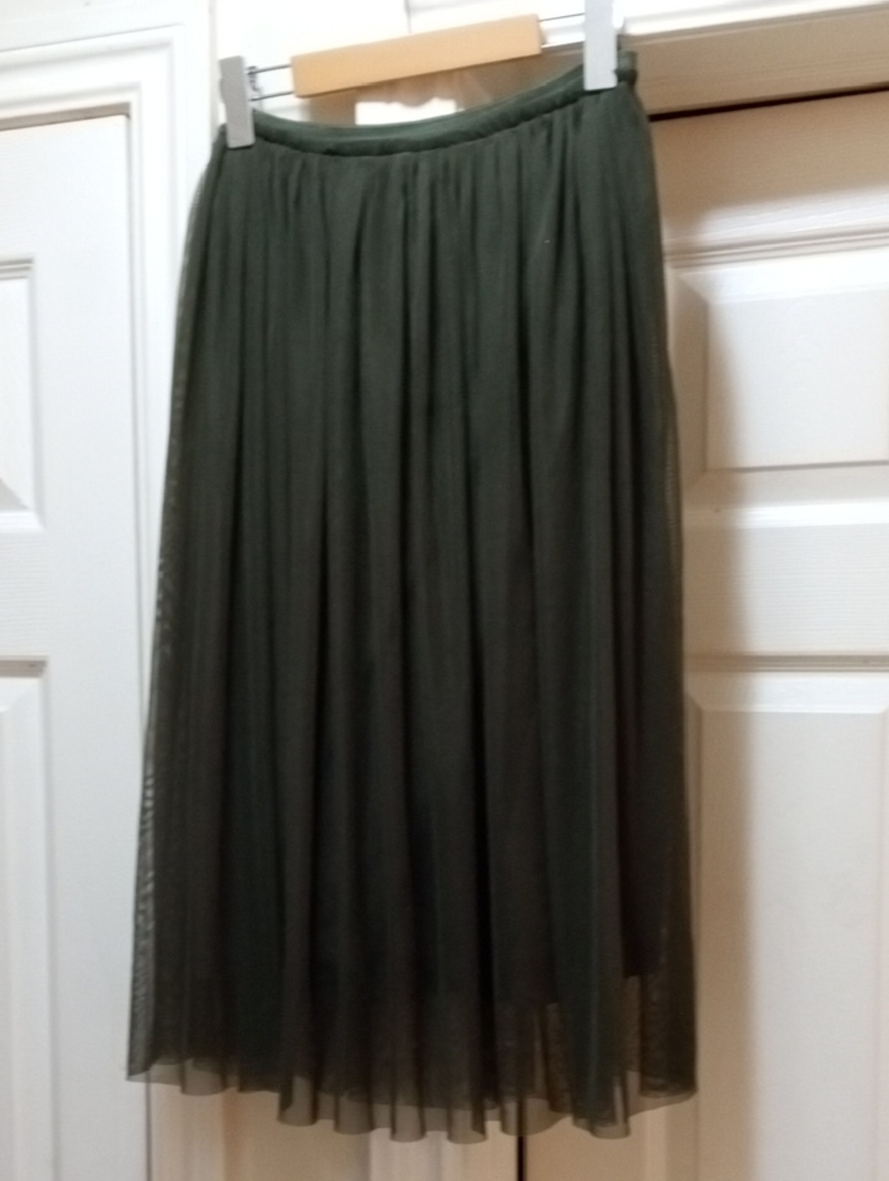 💲3⃣▶▶Atmosphere Olive Green Pleated Maxi Skirt